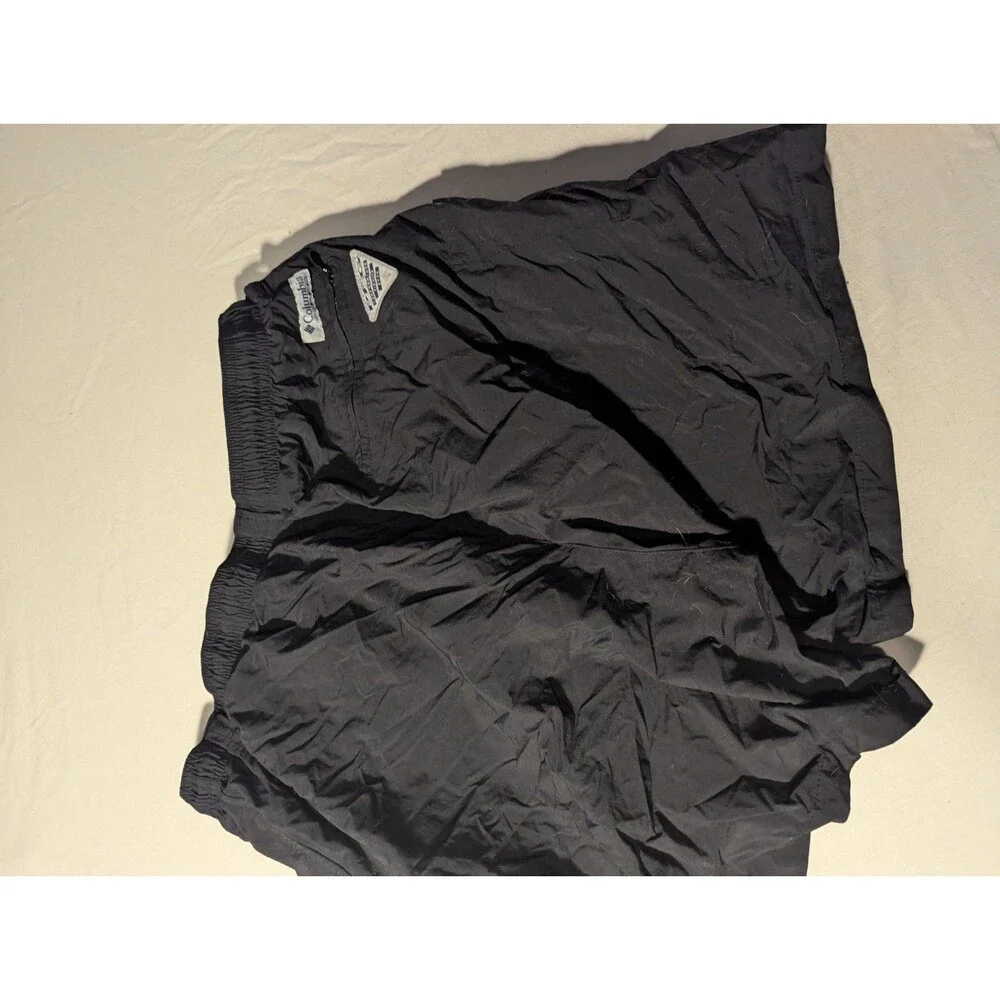 Columbia Mens L Black Solid Swim Shorts Mesh Lined Elastic Waist